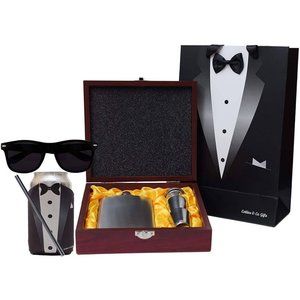 Groomsmen Wedding Gift,  Flask in Rosewood Colored